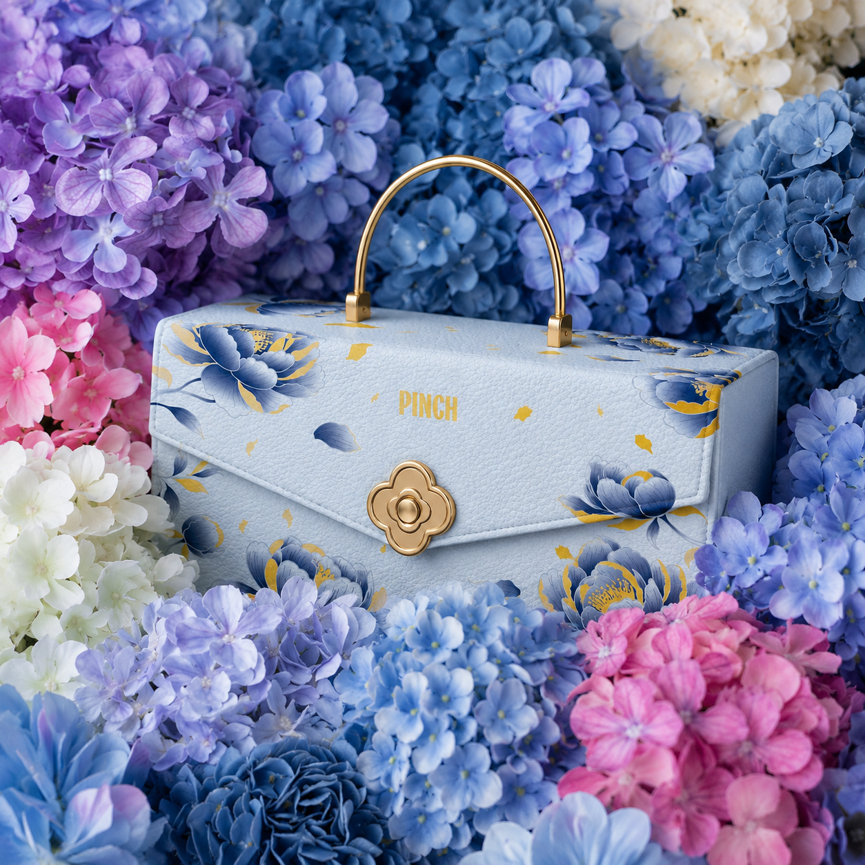 Pinch mooncake box with floral artwork