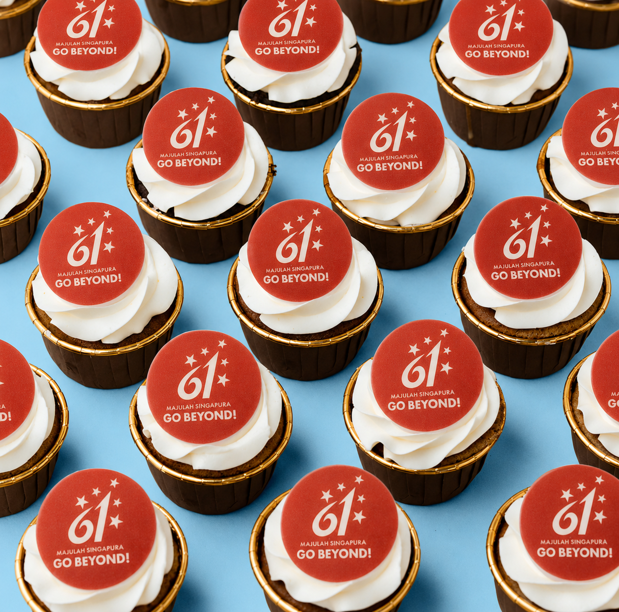 SG61 customised logo cupcakes for employee appreciation gifts